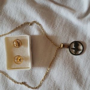 Necklace with charm and earrings